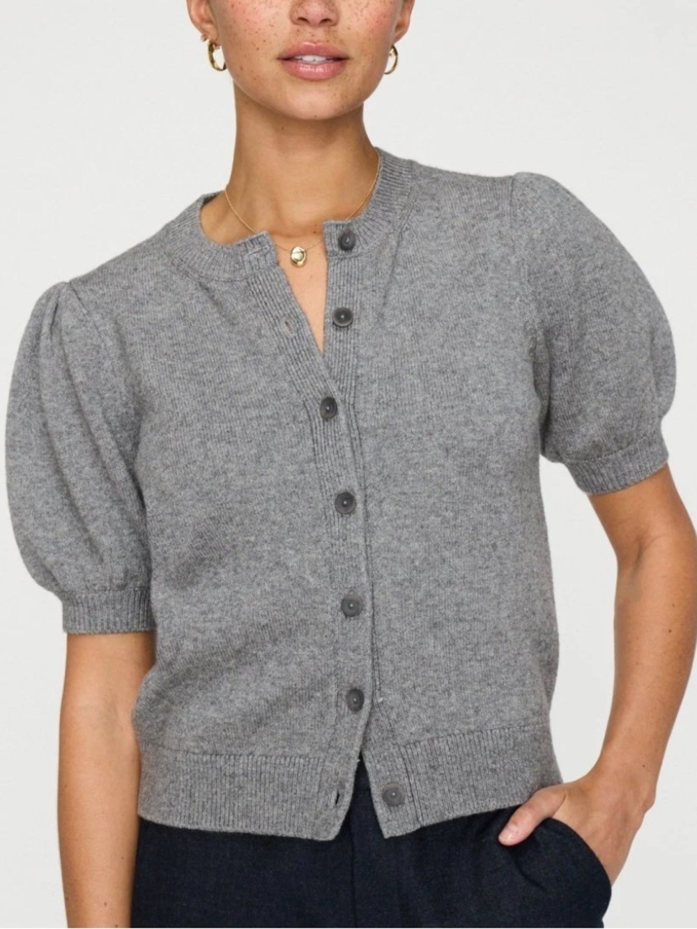 C by Bloomingdale’s Cashmere Puff Shoulder Button-Front Cardigan